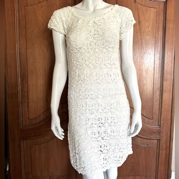 Zara Crochet Dress Cream Open Weave Dress Size S • NEW WITH TAGS • - Picture 2 of 9